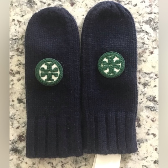 Tory Burch Color Block Logo Mittens - Picture 1 of 2